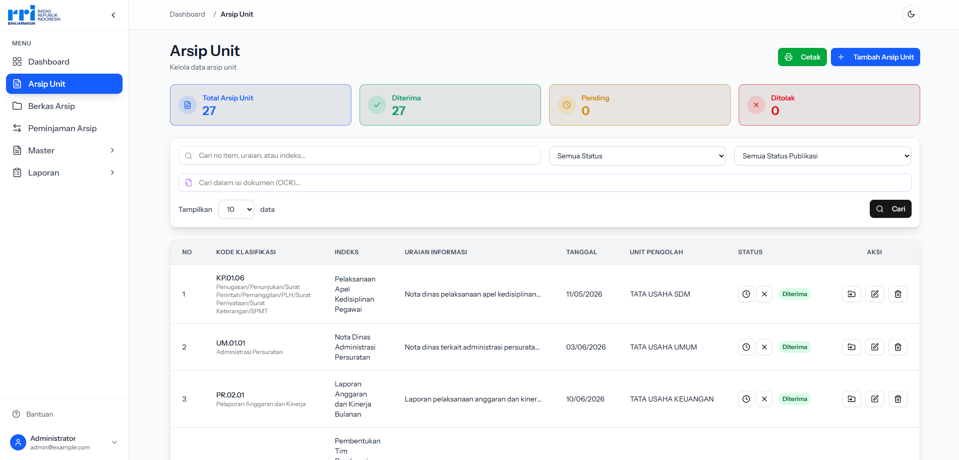 Archive Unit Management